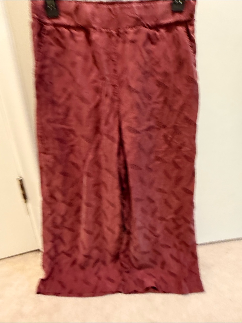 knot sisters Burgundy Wide-Leg Satin Luke Pants
